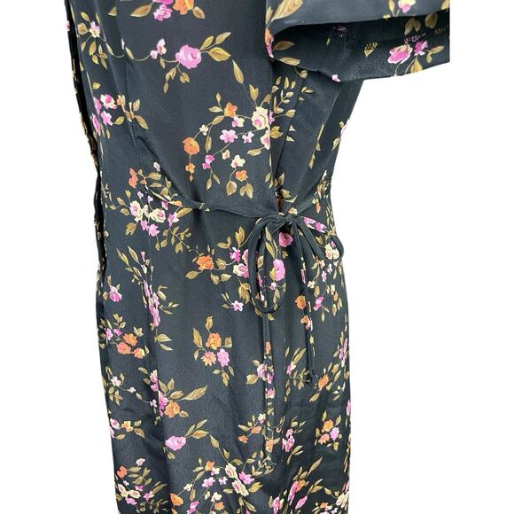 Vintage MISS DORBY Button Down Maxi Dress Floral Print w/Ties Size 12 Cottage - Picture 10 of 14